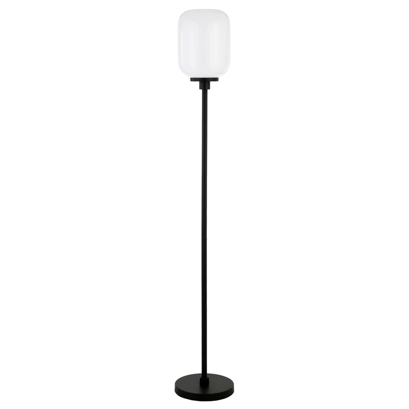 Home Outfitters 69" Black Novelty Floor Lamp With White Frosted Glass Globe Shade