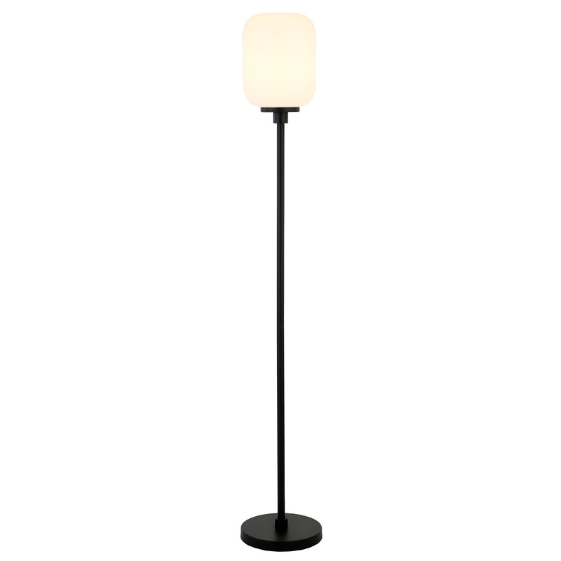 Home Outfitters 69" Black Novelty Floor Lamp With White Frosted Glass Globe Shade