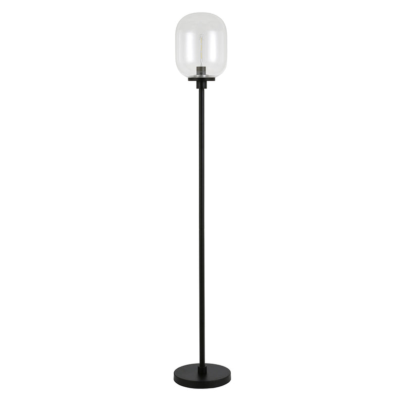 Home Outfitters 69" Black Novelty Floor Lamp With Clear Seeded Glass Globe Shade