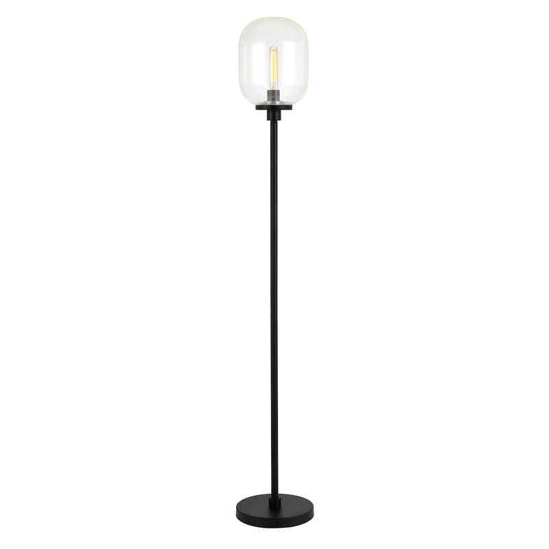 Home Outfitters 69" Black Novelty Floor Lamp With Clear Seeded Glass Globe Shade