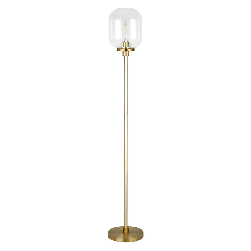 Home Outfitters 69" Brass Novelty Floor Lamp With Clear Seeded Glass Globe Shade