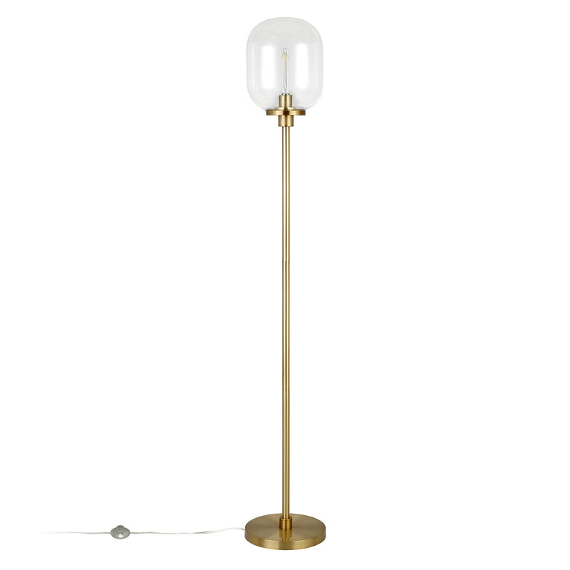 Home Outfitters 69" Brass Novelty Floor Lamp With Clear Seeded Glass Globe Shade