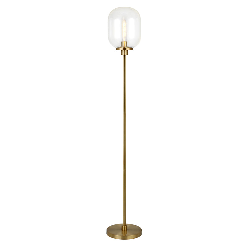 Home Outfitters 69" Brass Novelty Floor Lamp With Clear Seeded Glass Globe Shade