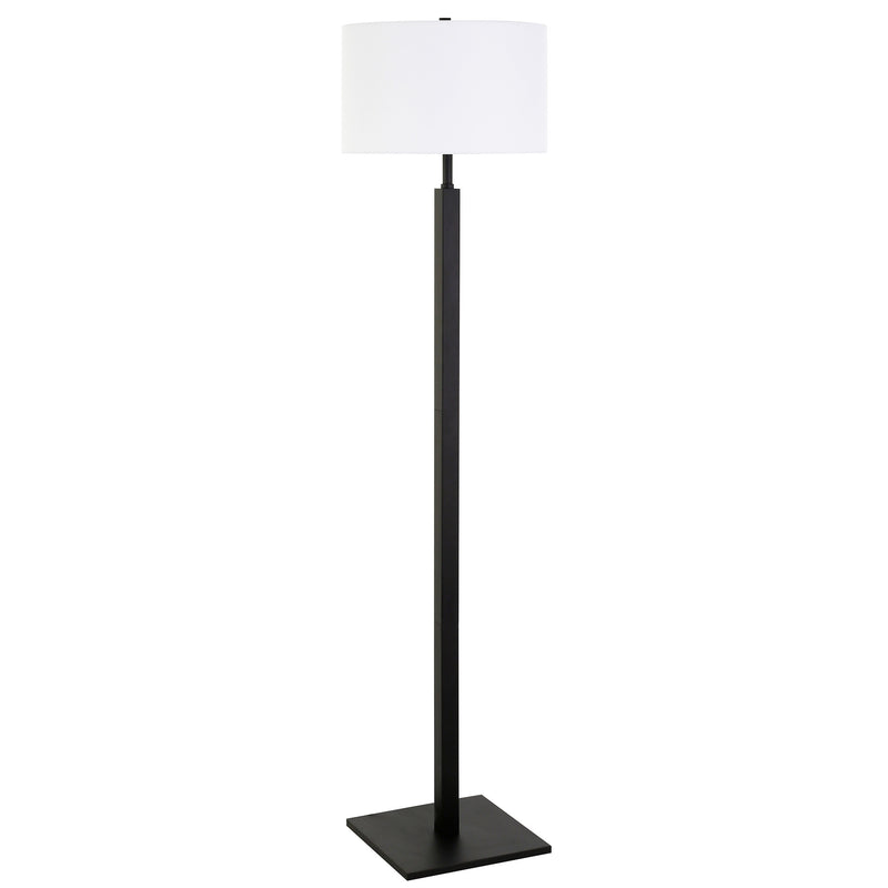 Home Outfitters 62" Black Traditional Shaped Floor Lamp With White Frosted Glass Drum Shade