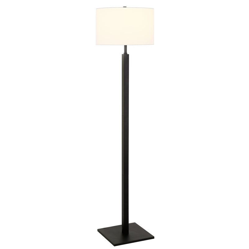 Home Outfitters 62" Black Traditional Shaped Floor Lamp With White Frosted Glass Drum Shade