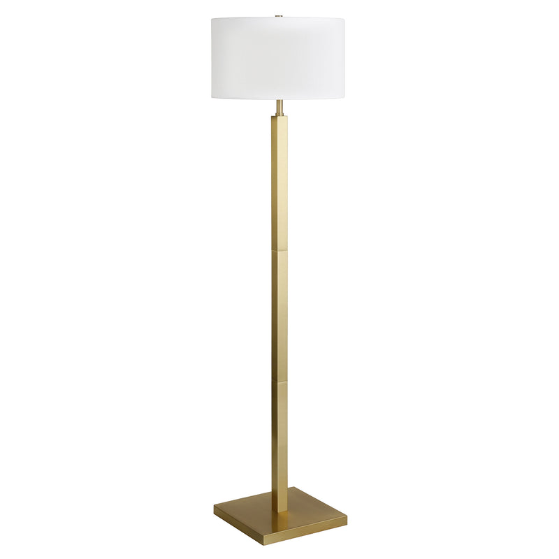 Home Outfitters 62" Brass Traditional Shaped Floor Lamp With White Frosted Glass Drum Shade