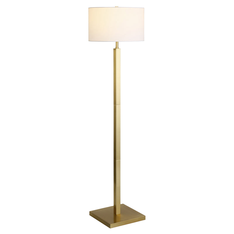 Home Outfitters 62" Brass Traditional Shaped Floor Lamp With White Frosted Glass Drum Shade