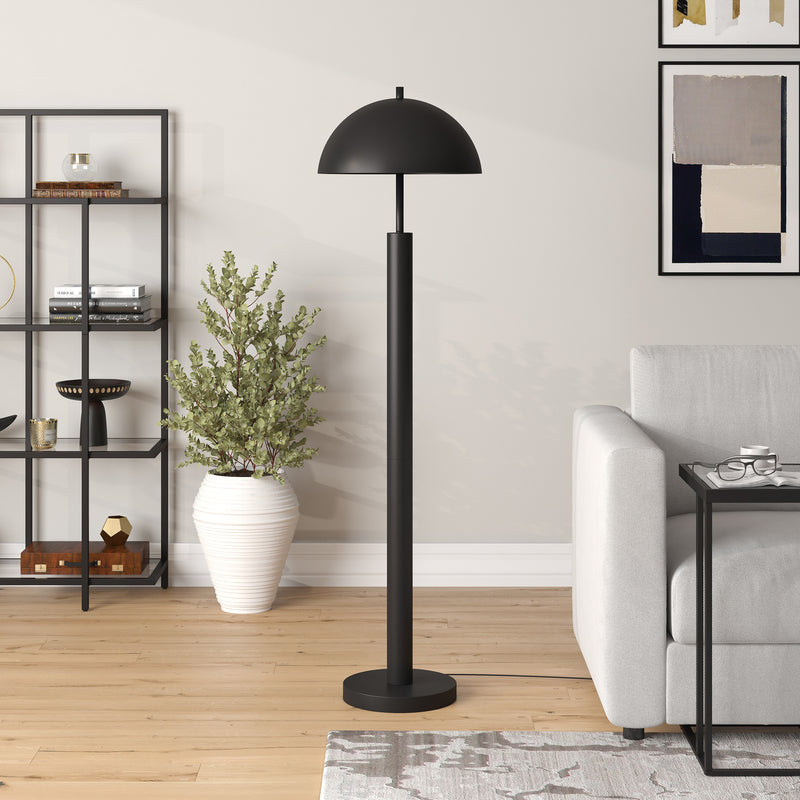 Home Outfitters 58" Black Traditional Shaped Floor Lamp With Black Dome Shade