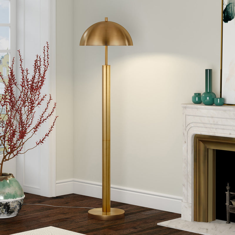 Home Outfitters 58" Brass Traditional Shaped Floor Lamp With Brass Dome Shade