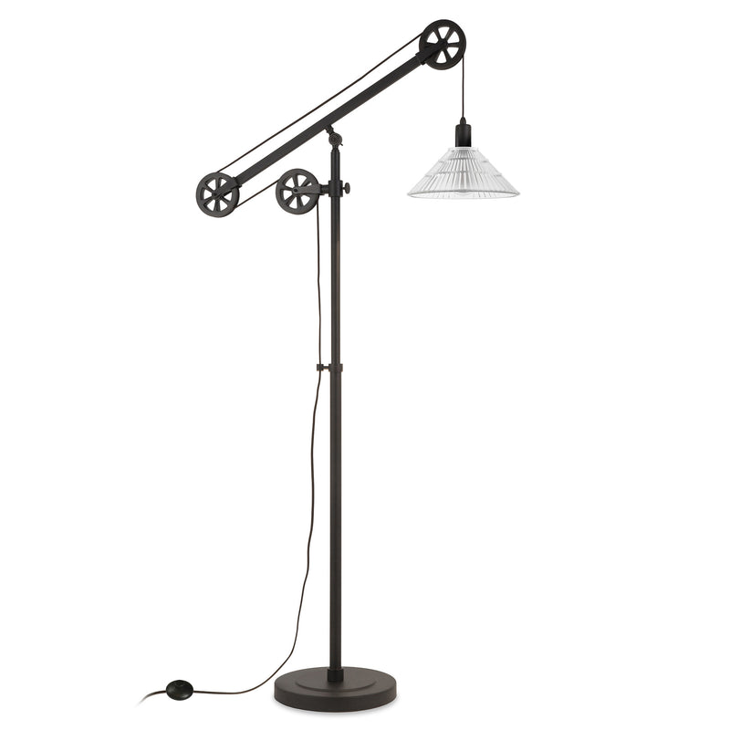 Home Outfitters 70" Black Reading Floor Lamp With Clear Transparent Glass Cone Shade