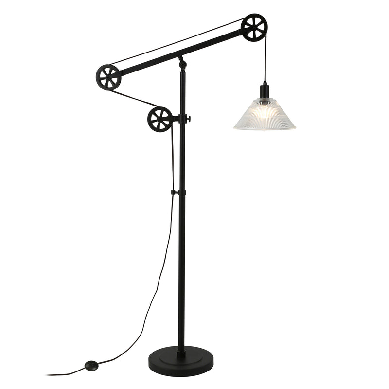 Home Outfitters 70" Black Reading Floor Lamp With Clear Transparent Glass Cone Shade