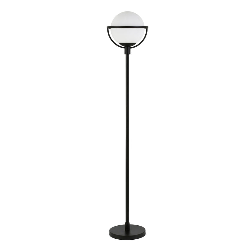 Home Outfitters 68" Black Novelty Floor Lamp With White Frosted Glass Globe Shade