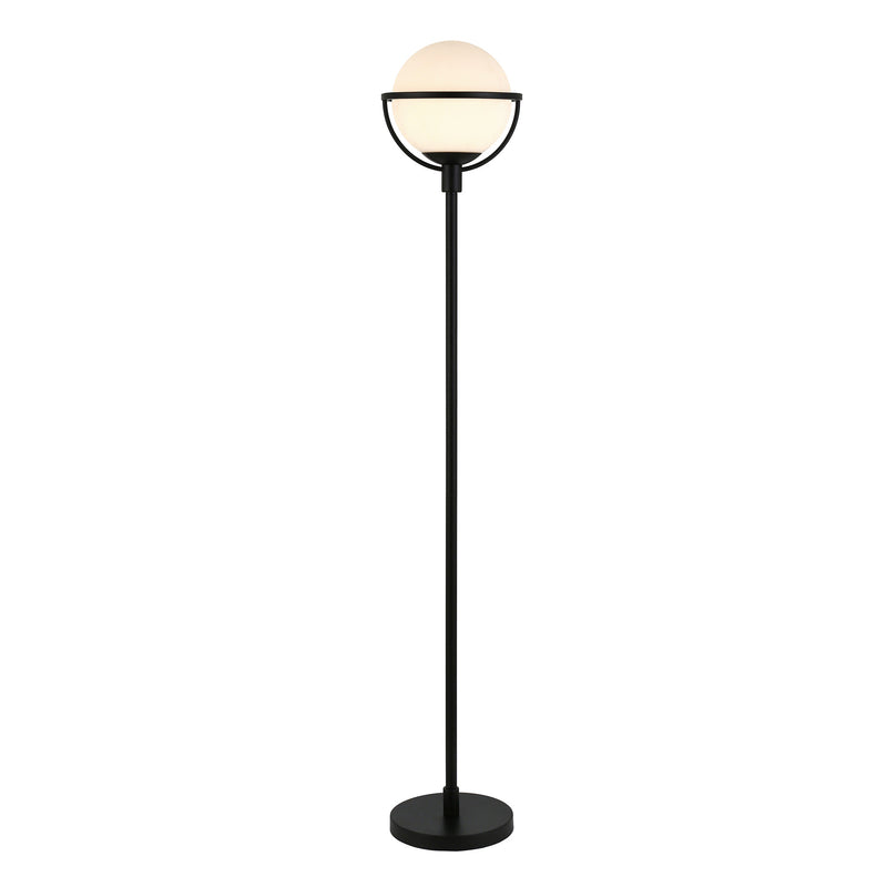 Home Outfitters 68" Black Novelty Floor Lamp With White Frosted Glass Globe Shade