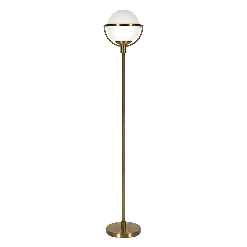 Home Outfitters 68" Brass Novelty Floor Lamp With White Frosted Glass Globe Shade