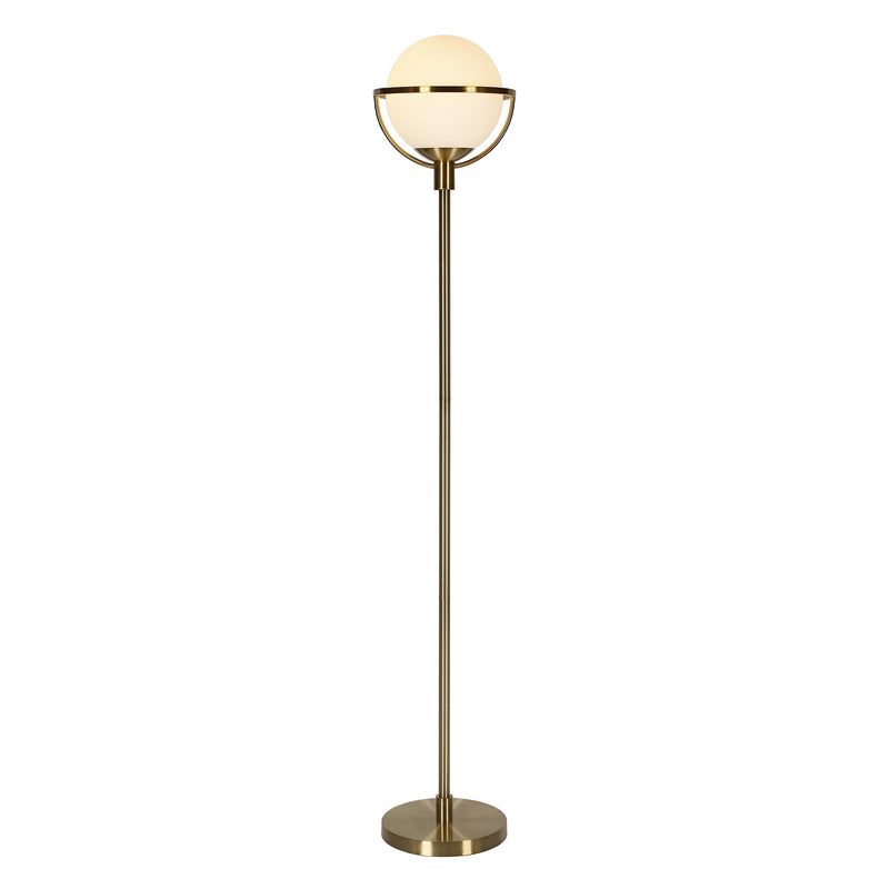 Home Outfitters 68" Brass Novelty Floor Lamp With White Frosted Glass Globe Shade