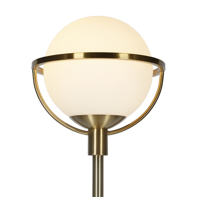 Home Outfitters 68" Brass Novelty Floor Lamp With White Frosted Glass Globe Shade