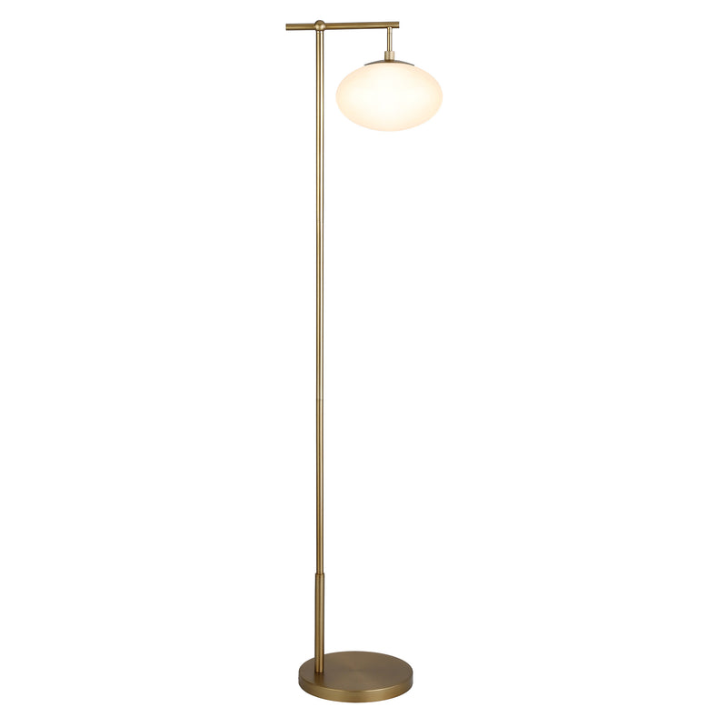 Home Outfitters 68" Brass Reading Floor Lamp With White Frosted Glass Globe Shade