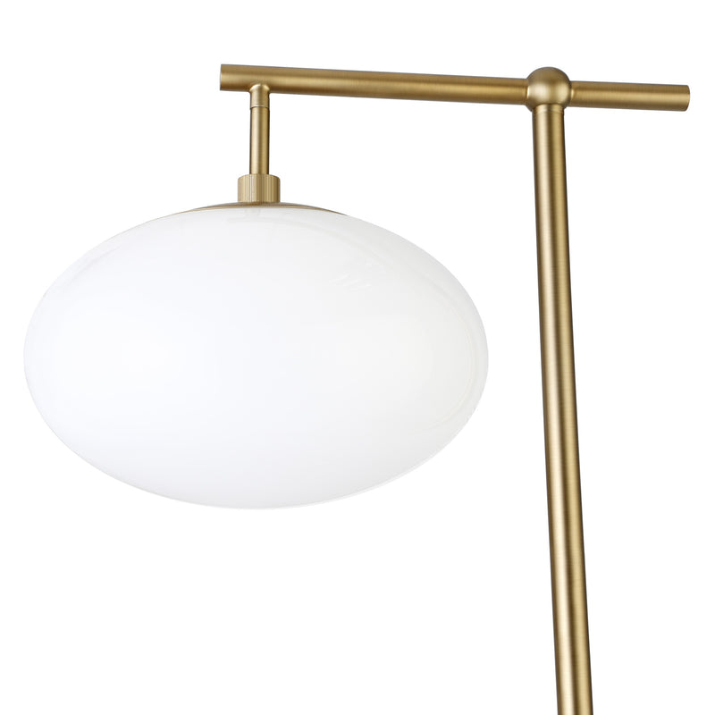 Home Outfitters 68" Brass Reading Floor Lamp With White Frosted Glass Globe Shade