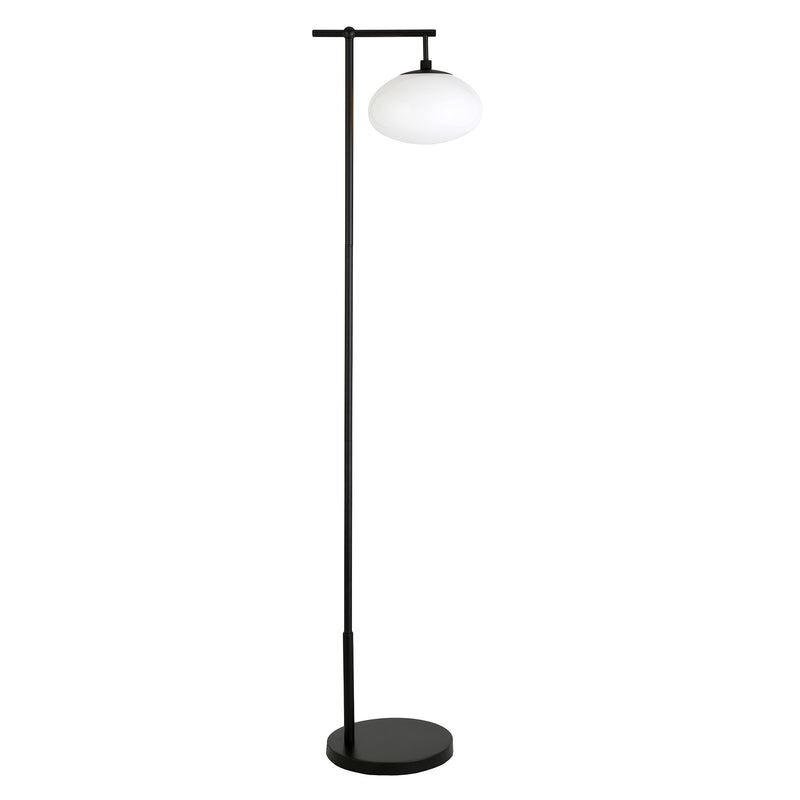 Home Outfitters 68" Black Reading Floor Lamp With White Frosted Glass Globe Shade