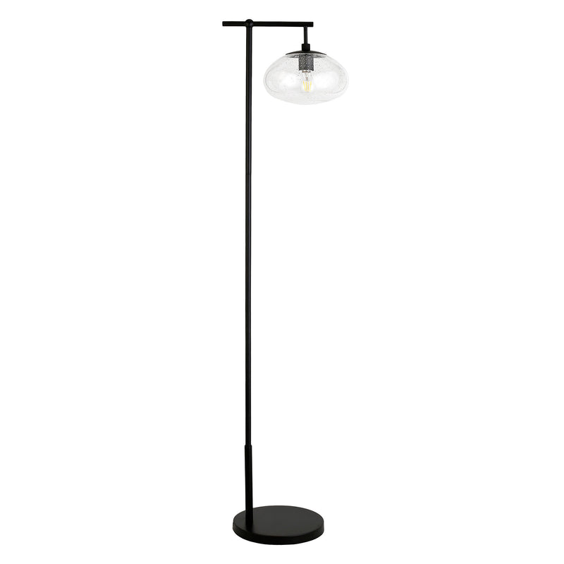 Home Outfitters 68" Black Reading Floor Lamp With Clear Seeded Glass Globe Shade