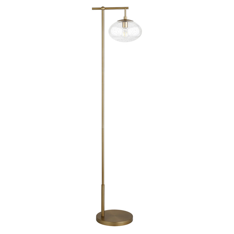 Home Outfitters 68" Brass Reading Floor Lamp With Clear Seeded Glass Globe Shade