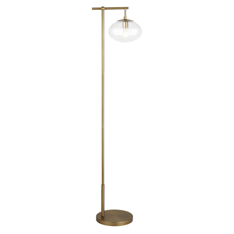 Home Outfitters 68" Brass Reading Floor Lamp With Clear Seeded Glass Globe Shade