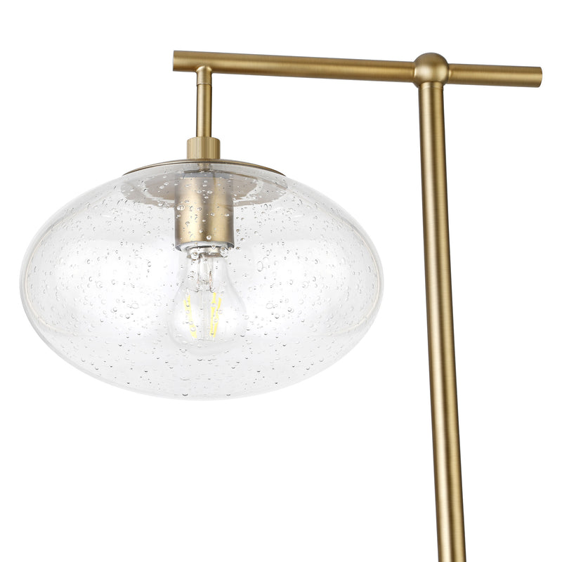 Home Outfitters 68" Brass Reading Floor Lamp With Clear Seeded Glass Globe Shade