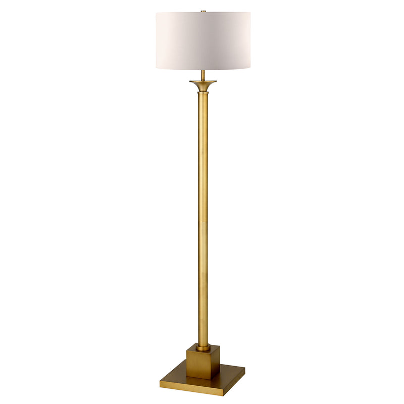 Home Outfitters 65" Brass Traditional Shaped Floor Lamp With White Frosted Glass Drum Shade