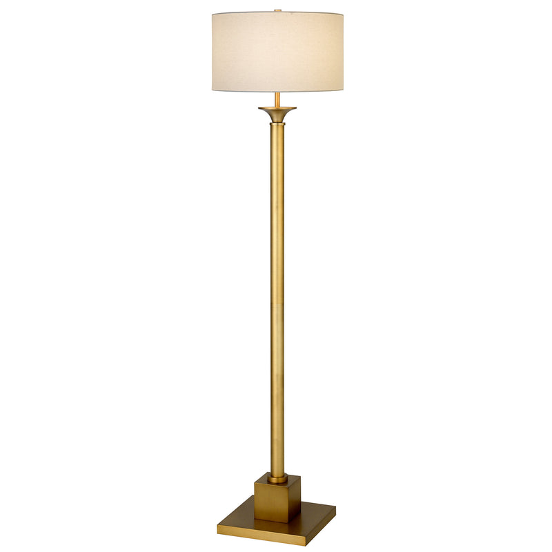 Home Outfitters 65" Brass Traditional Shaped Floor Lamp With White Frosted Glass Drum Shade