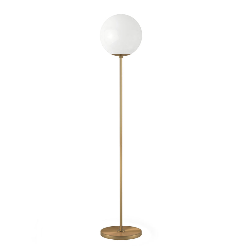 Home Outfitters 62" Brass Novelty Floor Lamp With White Frosted Glass Globe Shade