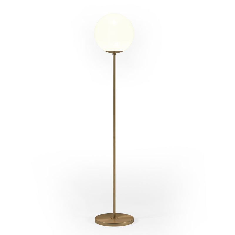 Home Outfitters 62" Brass Novelty Floor Lamp With White Frosted Glass Globe Shade