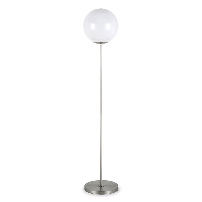 Home Outfitters 62" Nickel Novelty Floor Lamp With White No Pattern Frosted Glass Globe Shade