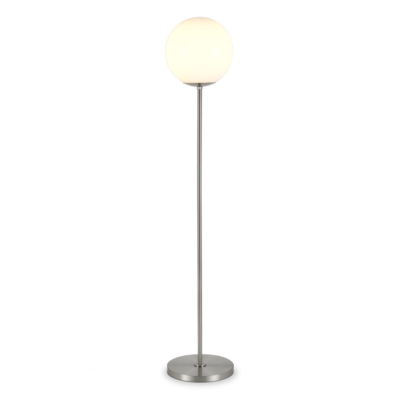 Home Outfitters 62" Nickel Novelty Floor Lamp With White No Pattern Frosted Glass Globe Shade