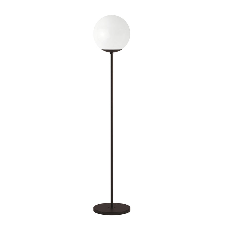 Home Outfitters 62" Black Novelty Floor Lamp With White Frosted Glass Globe Shade