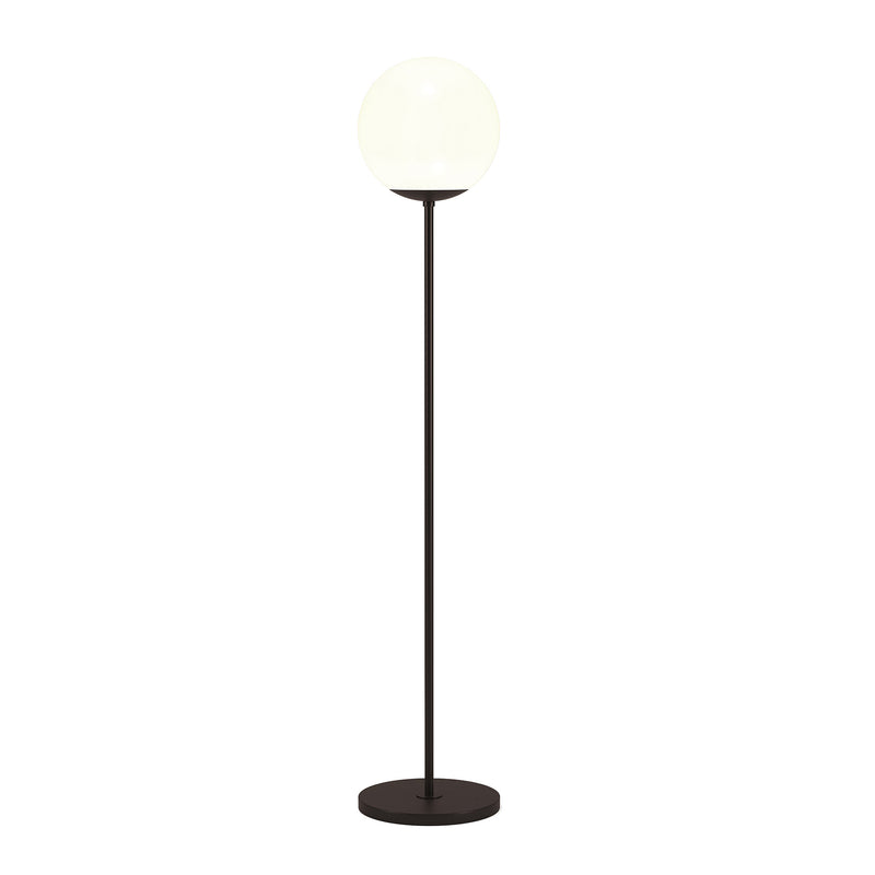 Home Outfitters 62" Black Novelty Floor Lamp With White Frosted Glass Globe Shade