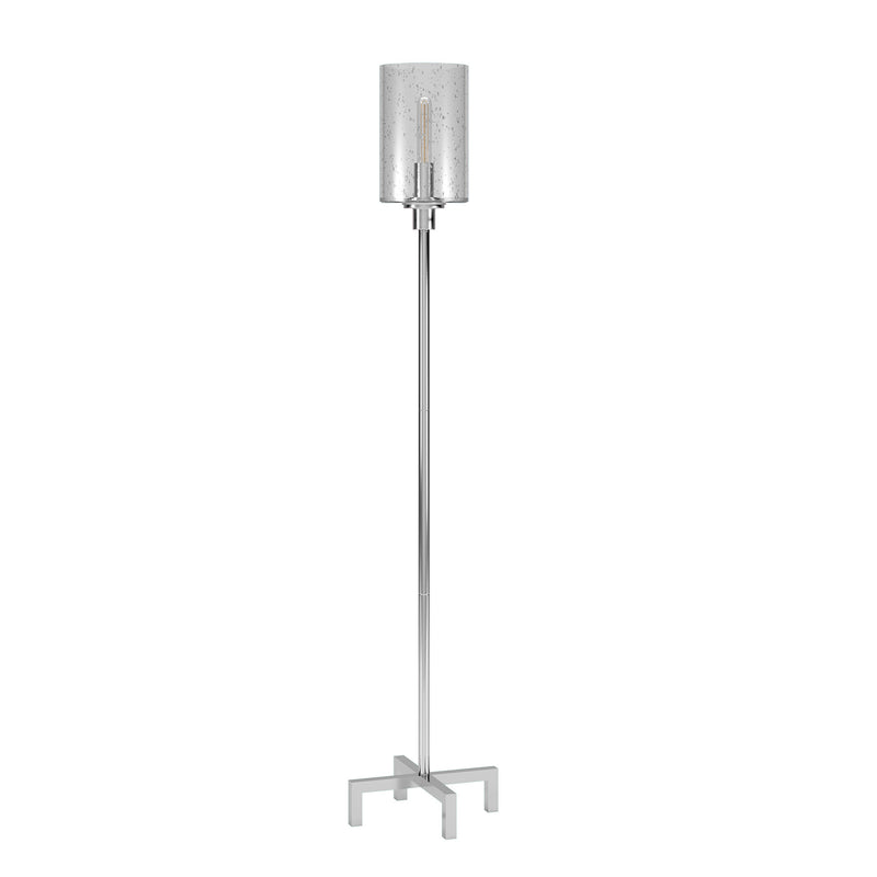 Home Outfitters 66" Nickel Torchiere Floor Lamp With Clear Transparent Glass Drum Shade