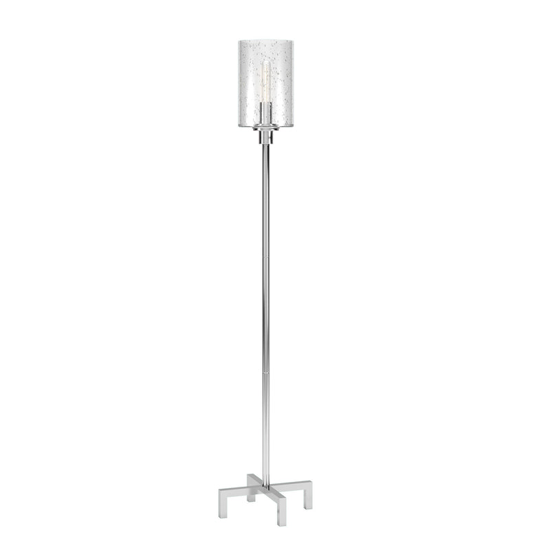 Home Outfitters 66" Nickel Torchiere Floor Lamp With Clear Transparent Glass Drum Shade