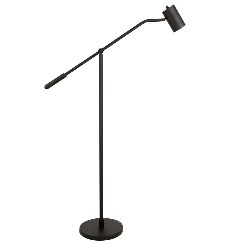 Home Outfitters 60" Black Swing Arm Floor Lamp With Black Drum Shade