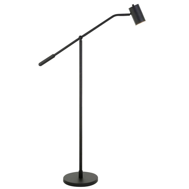 Home Outfitters 60" Black Swing Arm Floor Lamp With Black Drum Shade