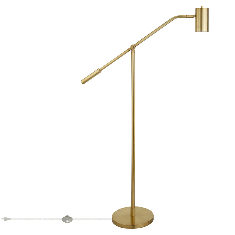 Home Outfitters 60" Brass Swing Arm Floor Lamp With Brass Drum Shade