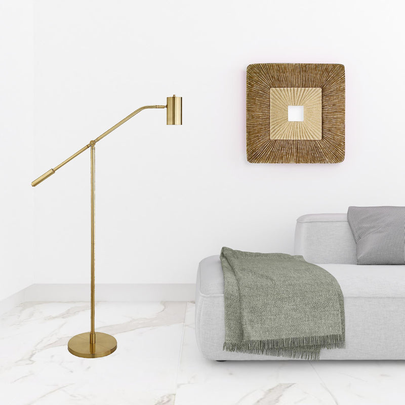 Home Outfitters 60" Brass Swing Arm Floor Lamp With Brass Drum Shade