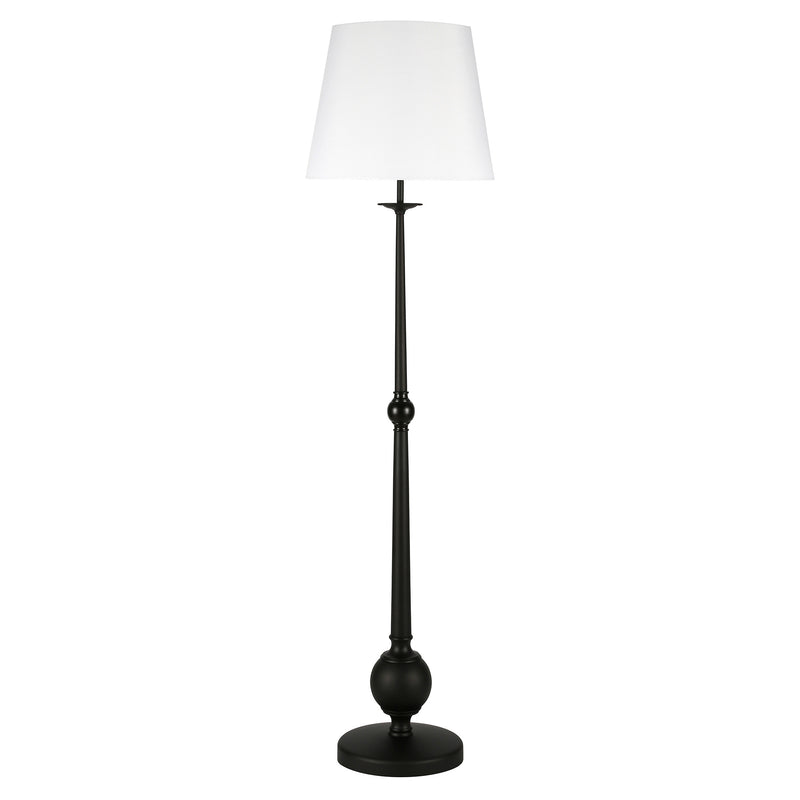 Home Outfitters 68" Black Traditional Shaped Floor Lamp With White Frosted Glass Drum Shade