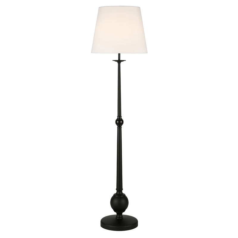 Home Outfitters 68" Black Traditional Shaped Floor Lamp With White Frosted Glass Drum Shade