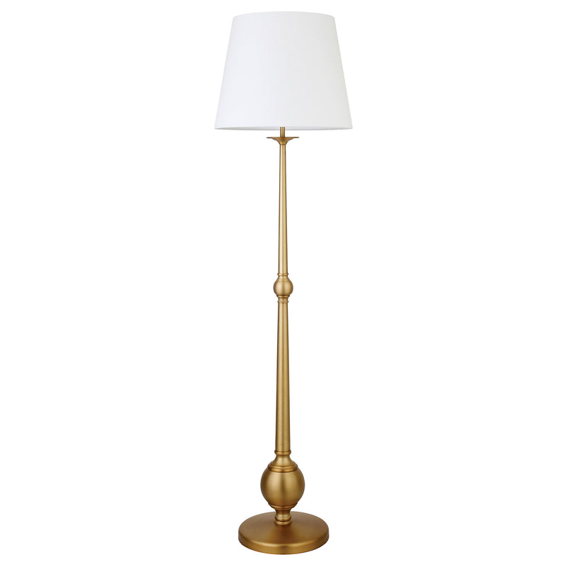 Home Outfitters 68" Brass Traditional Shaped Floor Lamp With White Frosted Glass Drum Shade