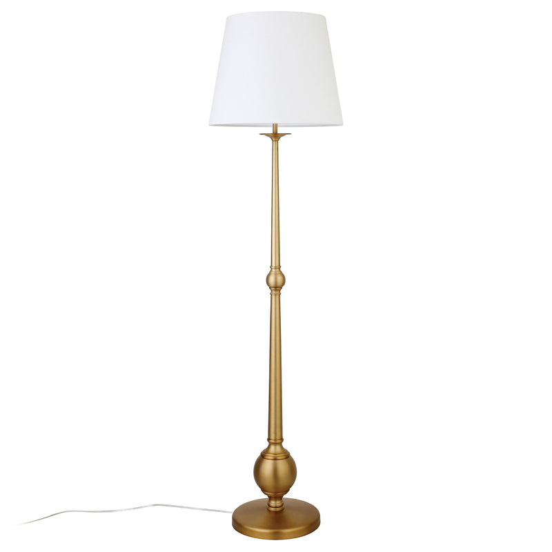 Home Outfitters 68" Brass Traditional Shaped Floor Lamp With White Frosted Glass Drum Shade