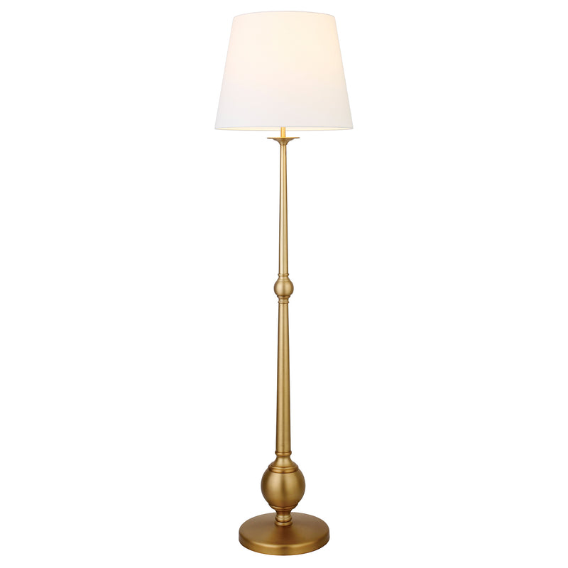 Home Outfitters 68" Brass Traditional Shaped Floor Lamp With White Frosted Glass Drum Shade