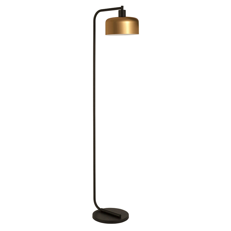 Home Outfitters 57" Black Arched Floor Lamp With Brass Bell Shade