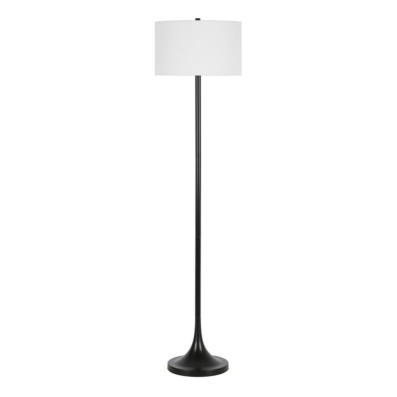 Home Outfitters 62" Black Traditional Shaped Floor Lamp With White Frosted Glass Drum Shade