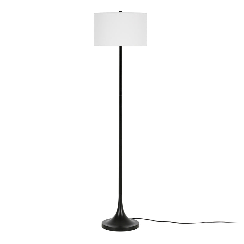 Home Outfitters 62" Black Traditional Shaped Floor Lamp With White Frosted Glass Drum Shade