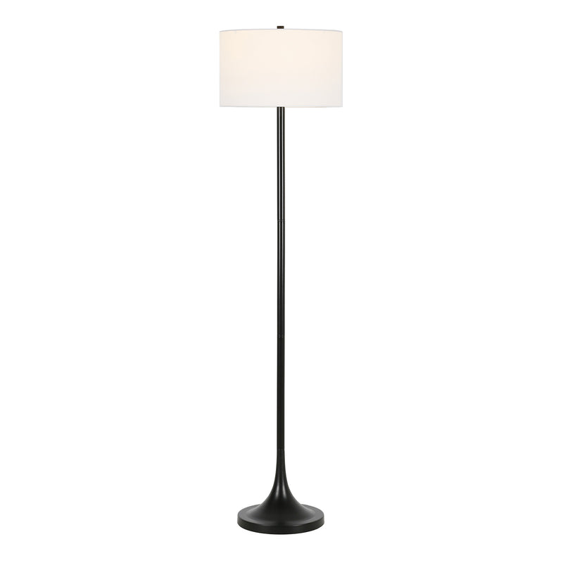 Home Outfitters 62" Black Traditional Shaped Floor Lamp With White Frosted Glass Drum Shade